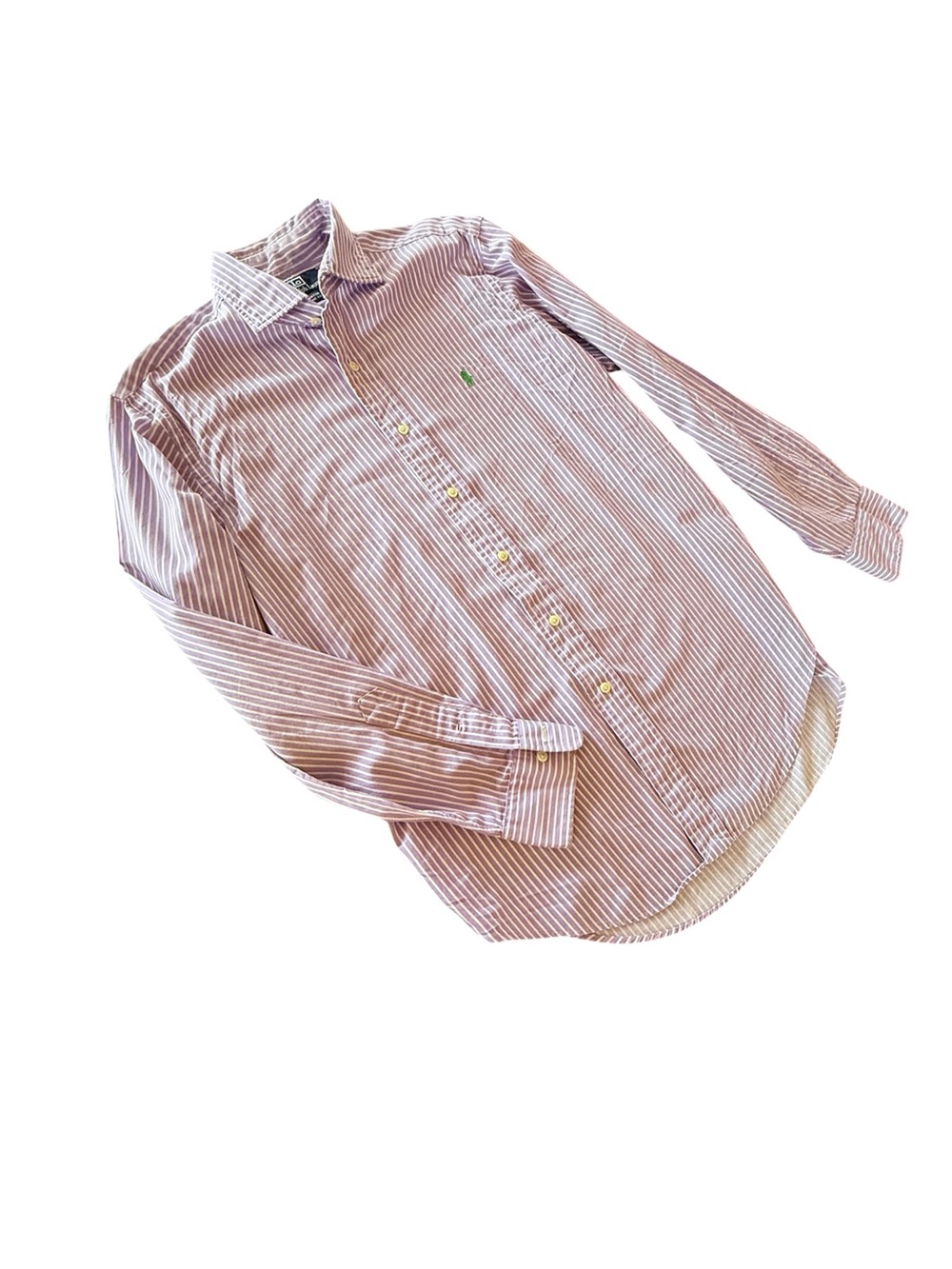 Vintage 90s/Y2K Ralph Lauren Men’s Purple Stripe Button-Down Dress Shirt